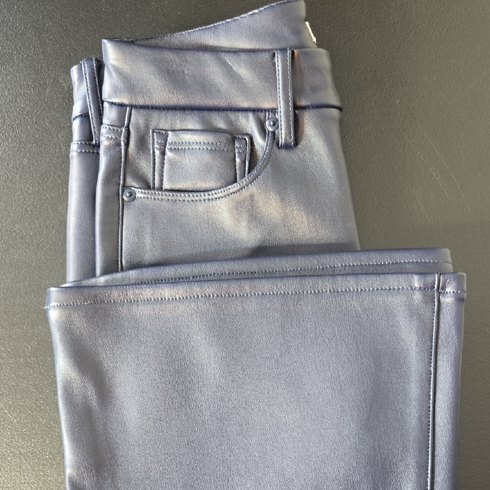 Good American Navy Faux Leather Pants 33" Inseam - Picture 10 of 11